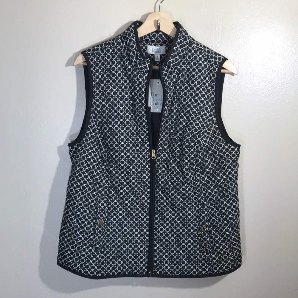NEW Croft & Barrow‎ Black and White Quilted Vest